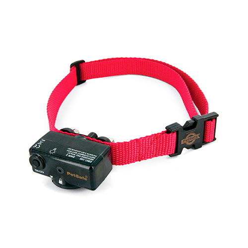 Collar antiladrido PetSafe Deluxe con correa roja para control de ladridos en perros.